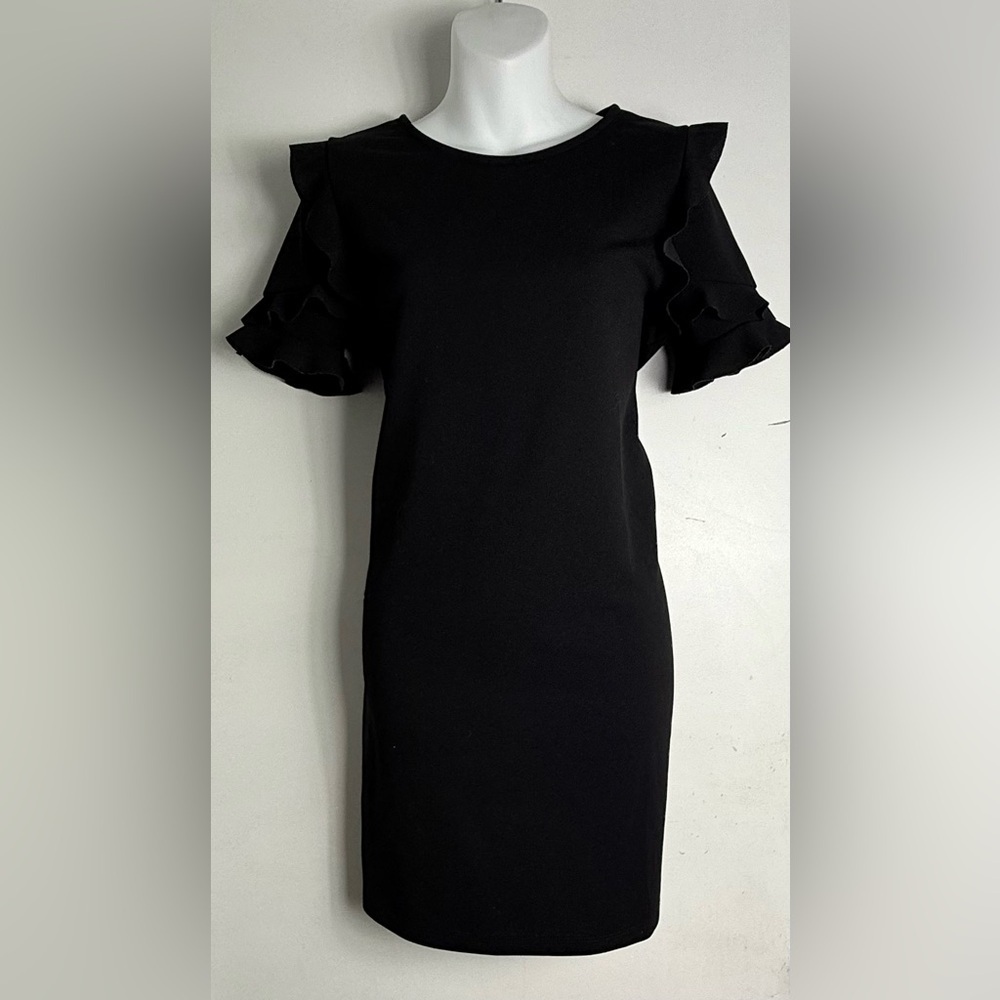 Elegant Black Ruffle Sleeve Dress
